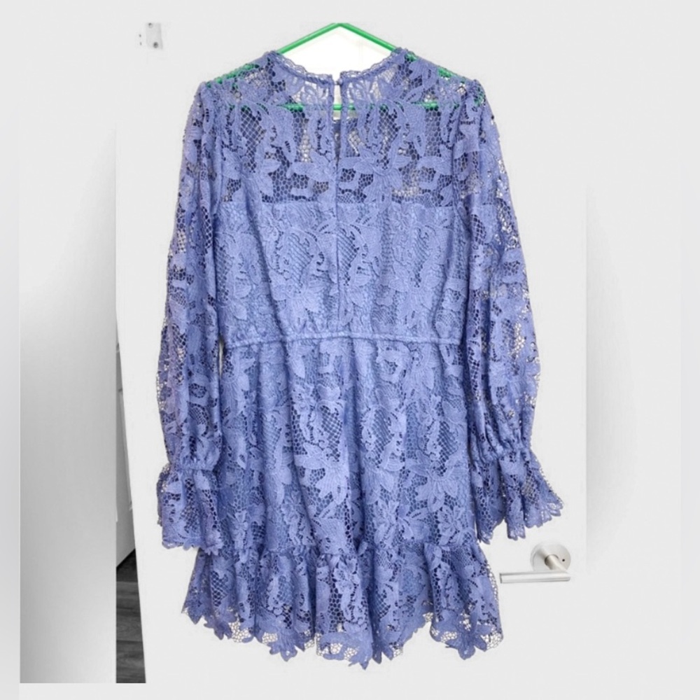Aqua Long Sleeve Blue Lace Dress - Picture 4 of 5